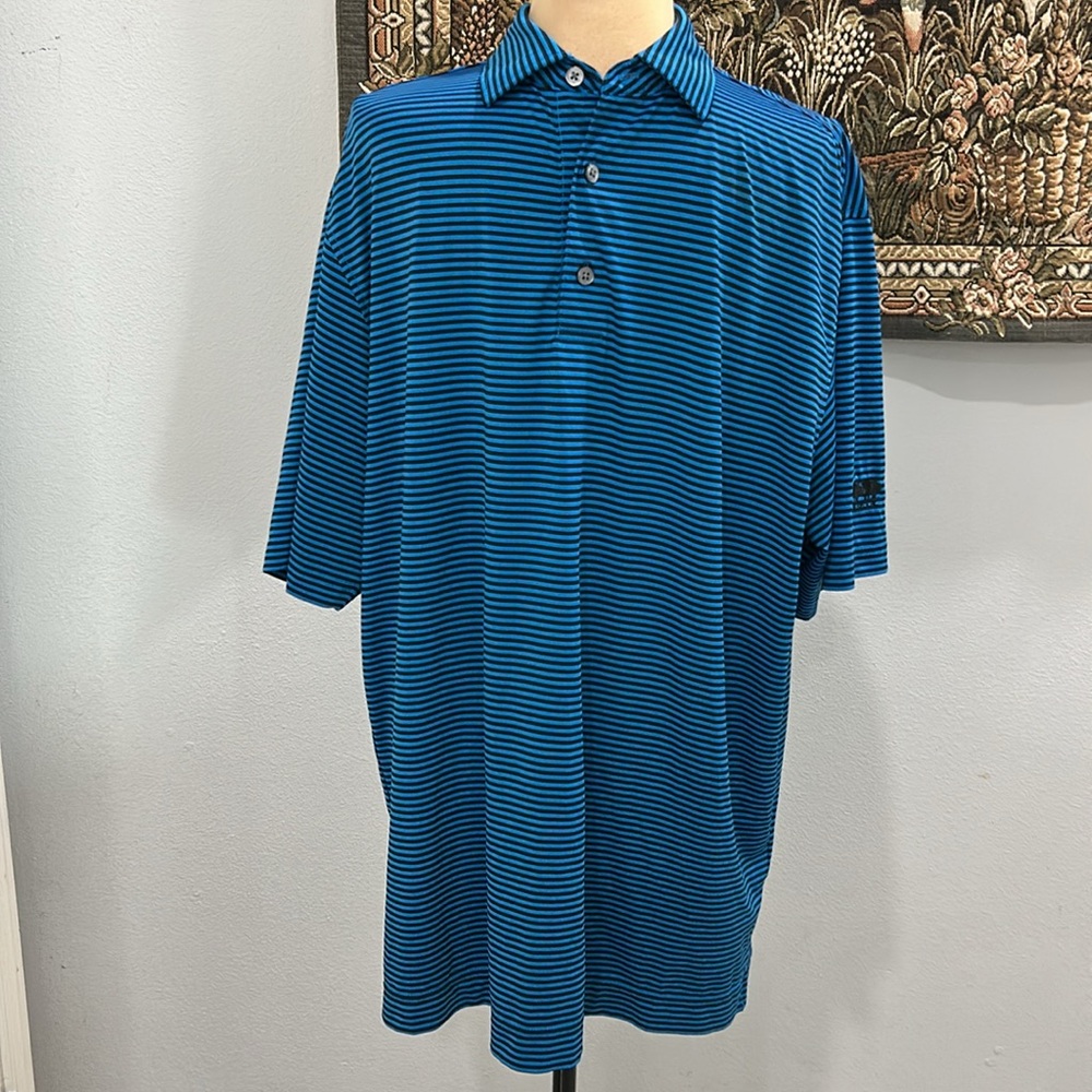 Foot Joy Blue with Black Striped Golf Polo. Size‎ L